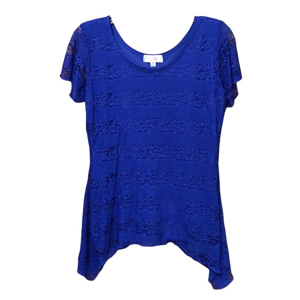Shannon Ford New York Women Lace Top, Royal Blue, Medium